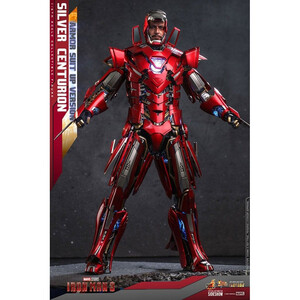 Hot Toys Iron Man 3 Movie Masterpiece 1/6 Scale Silver Centurion (Armor Suit Up Version) 