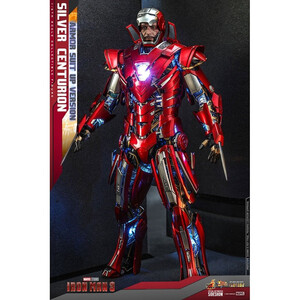 Hot Toys Iron Man 3 Movie Masterpiece 1/6 Scale Silver Centurion (Armor Suit Up Version) 