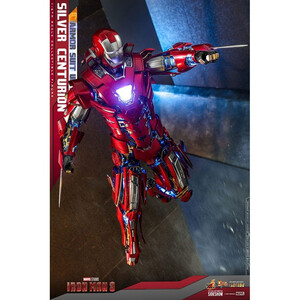 Hot Toys Iron Man 3 Movie Masterpiece 1/6 Scale Silver Centurion (Armor Suit Up Version) 