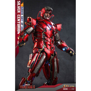 Hot Toys Iron Man 3 Movie Masterpiece 1/6 Scale Silver Centurion (Armor Suit Up Version) 