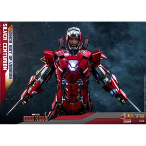 Hot Toys Iron Man 3 Movie Masterpiece 1/6 Scale Silver Centurion (Armor Suit Up Version) 