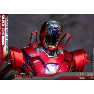 Hot Toys Iron Man 3 Movie Masterpiece 1/6 Scale Silver Centurion (Armor Suit Up Version) 