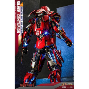 Hot Toys Iron Man 3 Movie Masterpiece 1/6 Scale Silver Centurion (Armor Suit Up Version) 