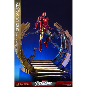 Hot Toys Marvel's The Avengers Movie Masterpiece Diecast 1/6 Scale Iron Man Mark VI (2.0) with Suit-Up Gantry 