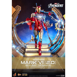 Hot Toys Marvel's The Avengers Movie Masterpiece Diecast 1/6 Scale Iron Man Mark VI (2.0) with Suit-Up Gantry 