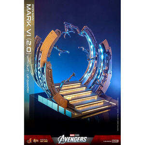 Hot Toys Marvel's The Avengers Movie Masterpiece Diecast 1/6 Scale Iron Man Mark VI (2.0) with Suit-Up Gantry 