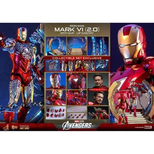 Hot Toys Marvel's The Avengers Movie Masterpiece Diecast 1/6 Scale Iron Man Mark VI (2.0) with Suit-Up Gantry 