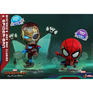 Hot Toys Spider-Man Far From Home Cosbaby (S) Mini Figures Mysterio's Iron Man Illusion & Spider-Man 