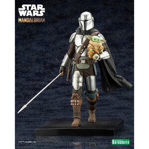 Kotobukiya Star Wars The Mandalorian 1/10 Scale ARTFX Mandalorian & Grogu with Beskar Staff 