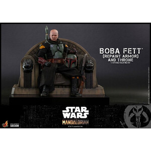 Hot Toys Star Wars The Mandalorian 1/6 Scale Boba Fett (Repaint Armor) and Throne 