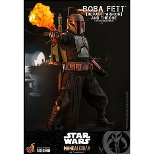 Hot Toys Star Wars The Mandalorian 1/6 Scale Boba Fett (Repaint Armor) and Throne 