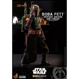 Hot Toys Star Wars The Mandalorian 1/6 Scale Boba Fett (Repaint Armor) and Throne 