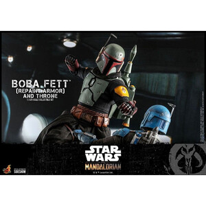 Hot Toys Star Wars The Mandalorian 1/6 Scale Boba Fett (Repaint Armor) and Throne 