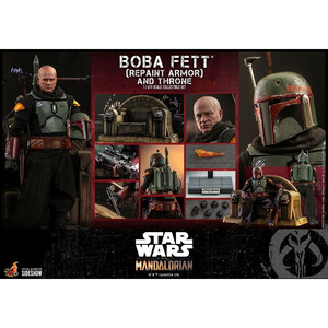 Hot Toys Star Wars The Mandalorian 1/6 Scale Boba Fett (Repaint Armor) and Throne 