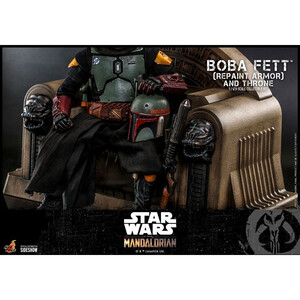 Hot Toys Star Wars The Mandalorian 1/6 Scale Boba Fett (Repaint Armor) and Throne 