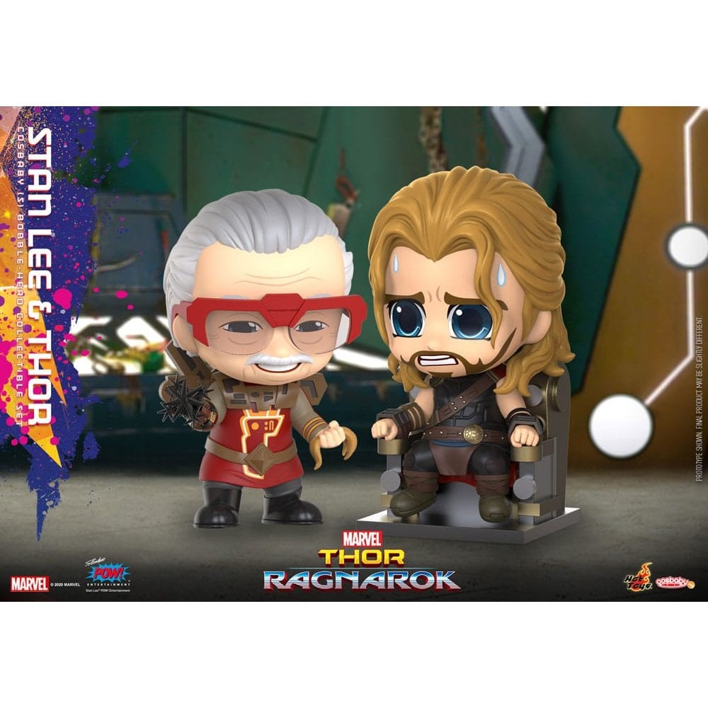 Hot Toys Thor Ragnarok Cosbaby (S) Mini Figures Stan Lee & Thor 