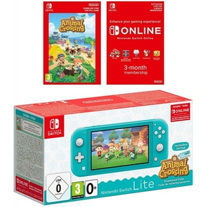 Nintendo Switch Lite Turquoise & Animal Crossing New Horizons & Switch Online 3 months 