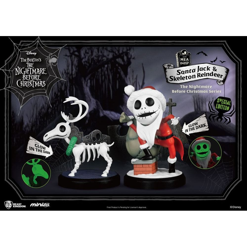 Beast Kingdom Toys Nightmare Before Christmas Mini Egg Attack 2-Pack Santa Jack & Skeleton Reindeer 