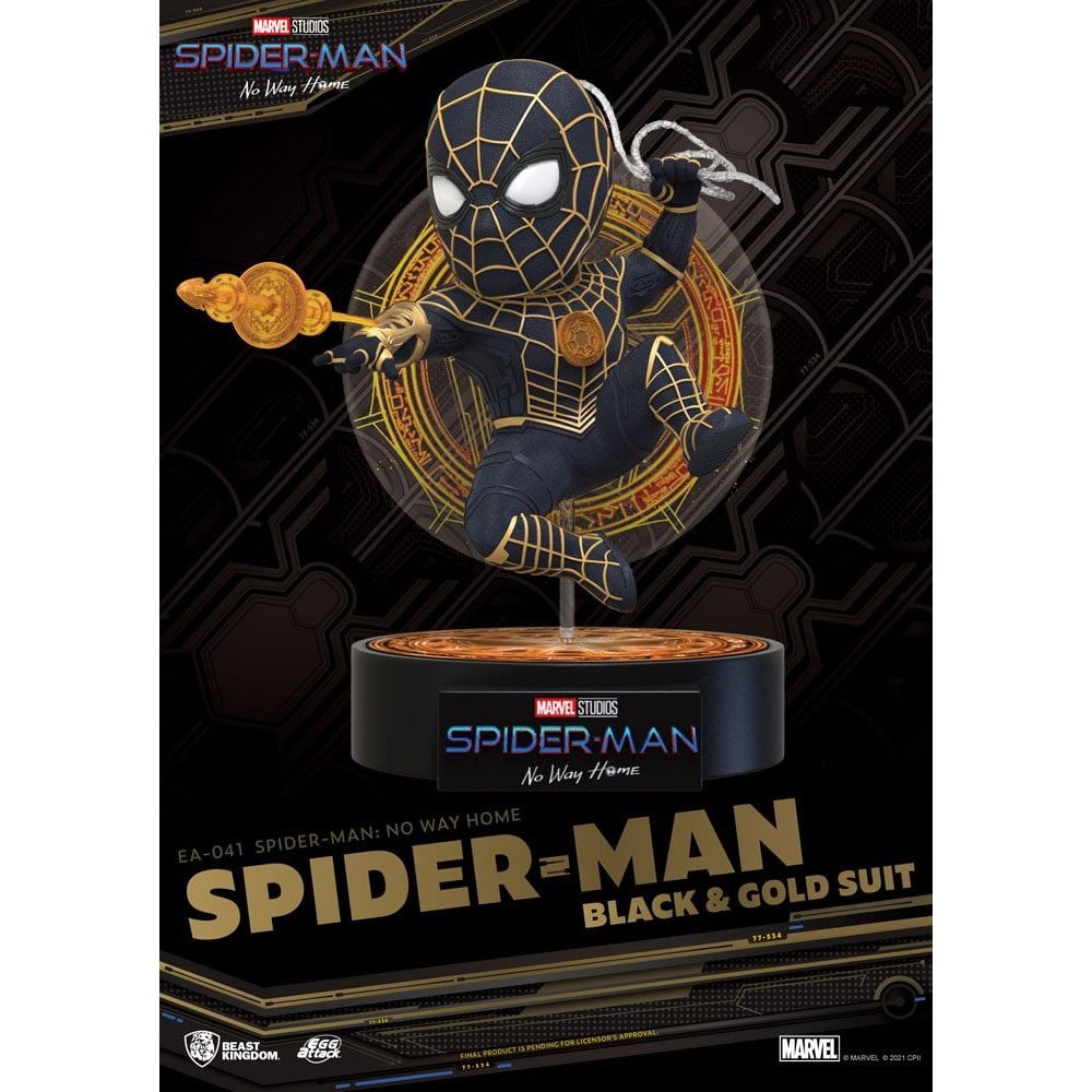 Beast Kingdom Toys Spider-Man No Way Home Egg Attack Figure Spider-Man Black & Gold Suit 