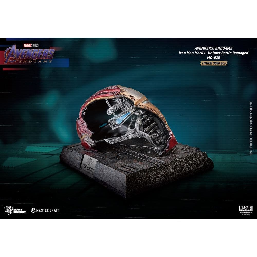 Beast Kingdom Toys Avengers Endgame Master Craft Iron Man Mark50 Helmet Battle Damaged 