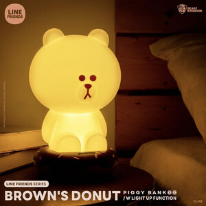 Beast Kingdom Toys Line Friends Series Piggy Bank with Light Up Function Brown's Donut 