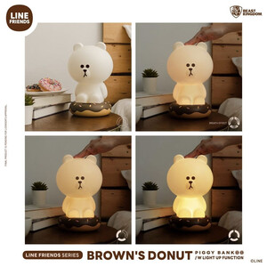 Beast Kingdom Toys Line Friends Series Piggy Bank with Light Up Function Brown's Donut 