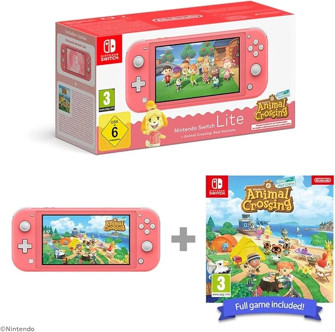 Nintendo Switch Lite Coral & Animal Crossing New Horizons 