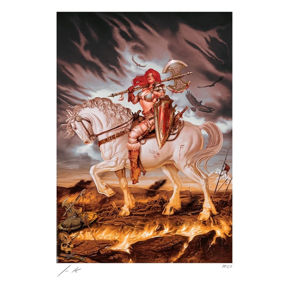 SideShow Collectibles Dynamite Entertainment Unframed Art Print Red Sonja World on Fire 