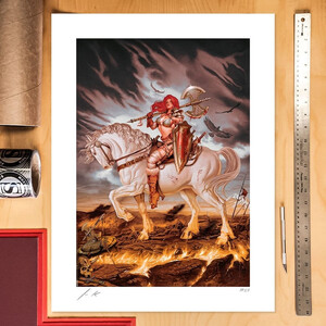 SideShow Collectibles Dynamite Entertainment Unframed Art Print Red Sonja World on Fire 