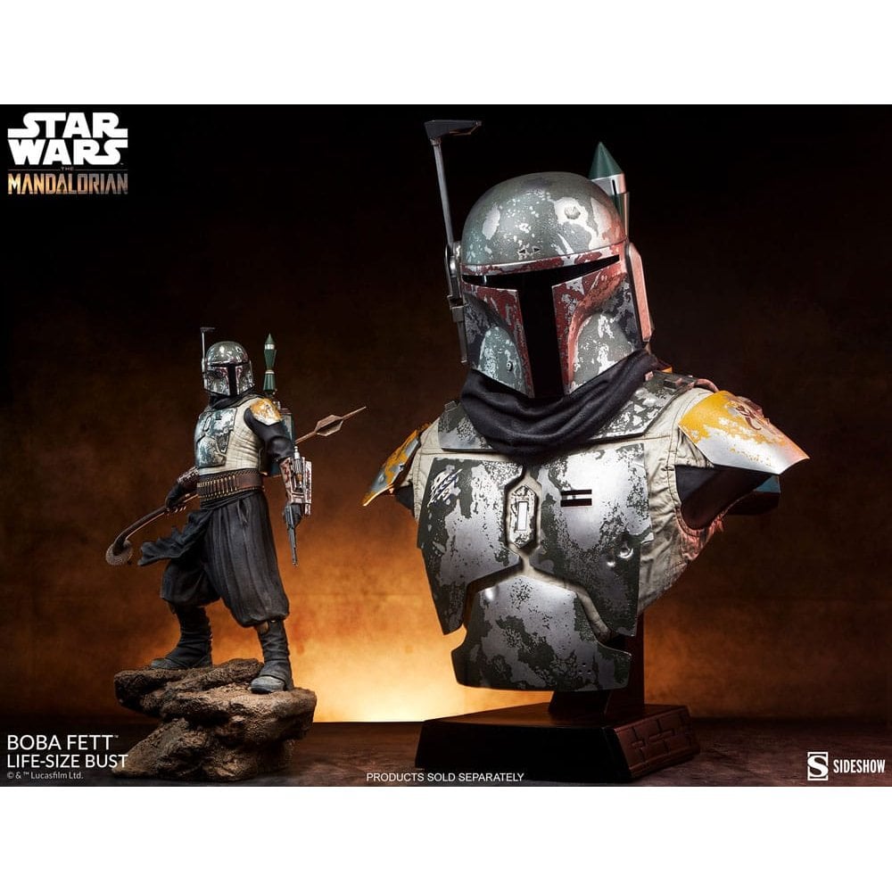 SideShow Collectibles Star Wars The Mandalorian LifeSize Bust Boba Fett 